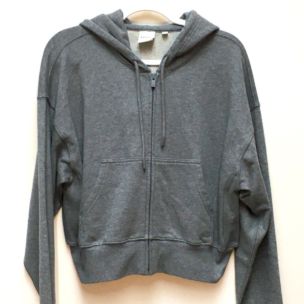 Aritzia Boyfriend Fit Zip Up Hoodie Small Gray Fleece Loungewear Cozy Casual